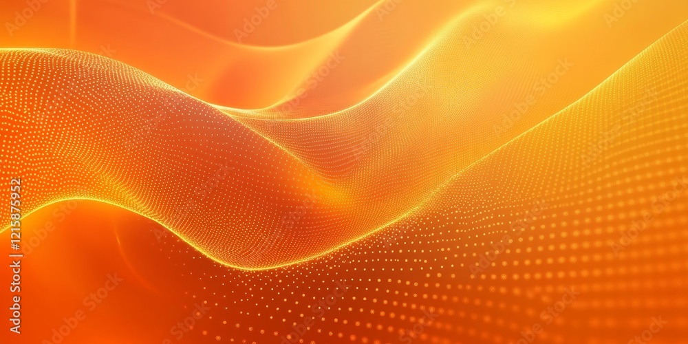 Poster abstract orange wave background with glowing particles. (1)