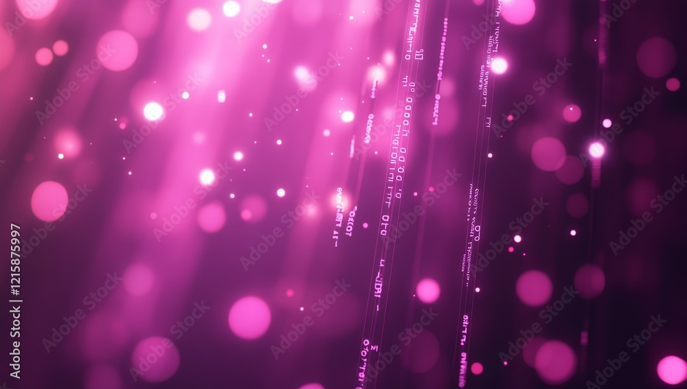 Poster abstract pink bokeh background with glowing particles and light streaks.