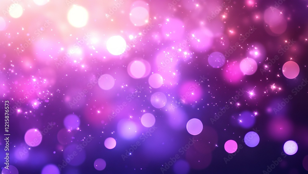 Poster abstract purple and pink bokeh background with glitter and sparkle.