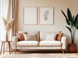 Tranquil living room interior design showcase home lifestyle modern aesthetic cozy environment warm viewpoint