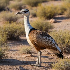 Graceful Great Indian Bustard in the Expansive Desert Terrain
