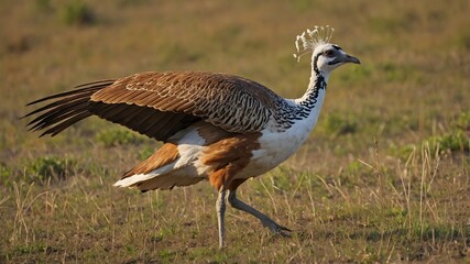 Majestic Courtship: Male Great Indian Bustard in the Grassland