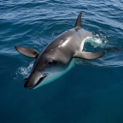 Naklejka premium Vaquita Family: A Tender Moment Between Mother and Calf