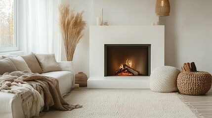 Cozy Living Room Featuring a Warm Fireplace Surrounded by Comfortable Seating Inviting Atmosphere Perfect for Relaxation and Family Gatherings in a Charming Home Setting