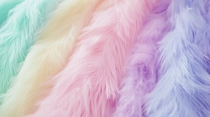 Colorful pastel feather background, soft focus, blurred, with space for text or design. Abstract light blue and pink color banner template. Soft purple feather background