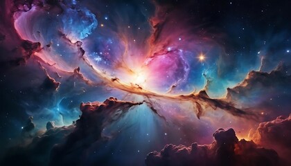 Fototapeta premium Cosmic Nebula A Celestial Tapestry Of Color And Light