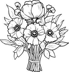 flower bouquet drawing outline