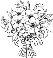 flower bouquet drawing outline