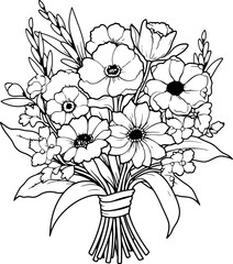 flower bouquet drawing outline