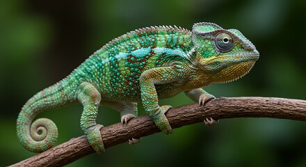 Vibrant Panther Chameleon on Branch Stunning Reptile Photography