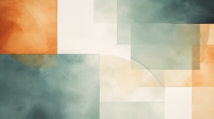 Abstract Watercolor background, Minimalist Boho style, shades of teal and orange, linen texture,wallpaper,copy space
