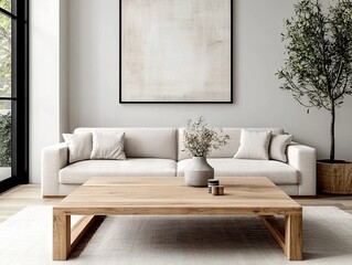 Modern interior design lifestyle at home a stylish living room with minimalist decor in a bright space