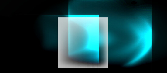 Fototapeta premium Dark neon colors with glass square shapes