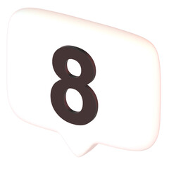 数字の8の吹き出し3Dアイコン(斜め)