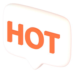 HOTの文字の吹き出し3Dアイコン(斜め)