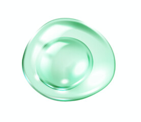 Collagen molecules forming green drop inside bubble realistic vector illustration. Anti-aging treatment 3d object on white background