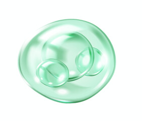 Collagen molecules floating inside green bubble realistic vector illustration. Scientific skincare concept 3d object on white background