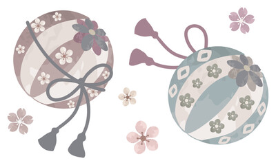 水彩で描いた手毬のイラスト