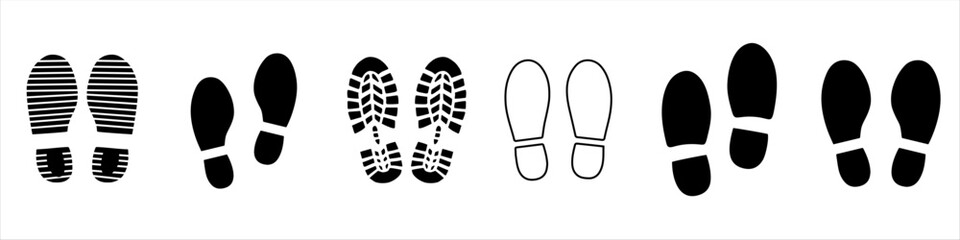 Footprint set of footprint icon, Silhouette of footprints. Vector illustration.