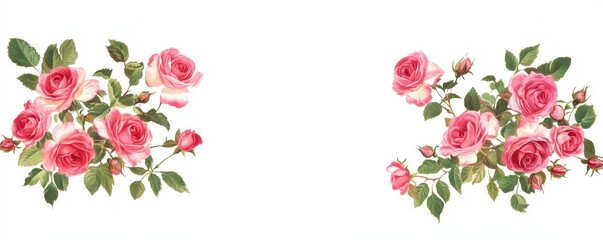 Pink roses floral arrangement, isolated on white background.