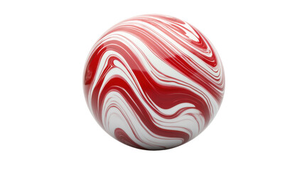 Red and white stripes marble ball isolated on white background 