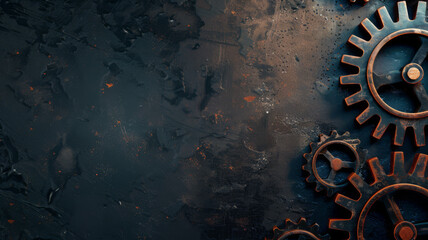 Abstract techno gear background with geometric colorful gear wheels. Space for gear text. Vector gears modern mechanism industrial . Technology gears