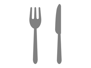 ナイフとフォークのシルエットアイコンのイラスト