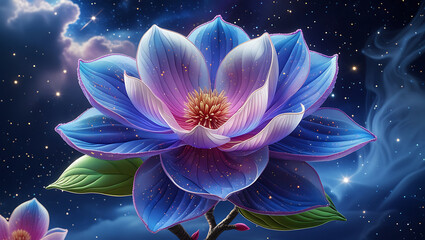 cosmic magnolia flower, created by generative ai