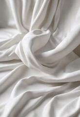 Soft white cloth with subtle wrinkles and elegant texture, background, soft