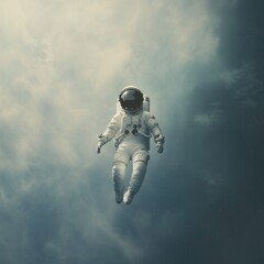 Fototapeta premium Solitary Astronaut Floating in Space,