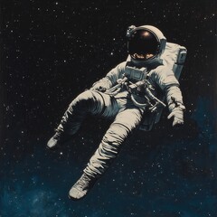 Fototapeta premium Solitary Astronaut Floating in Space,