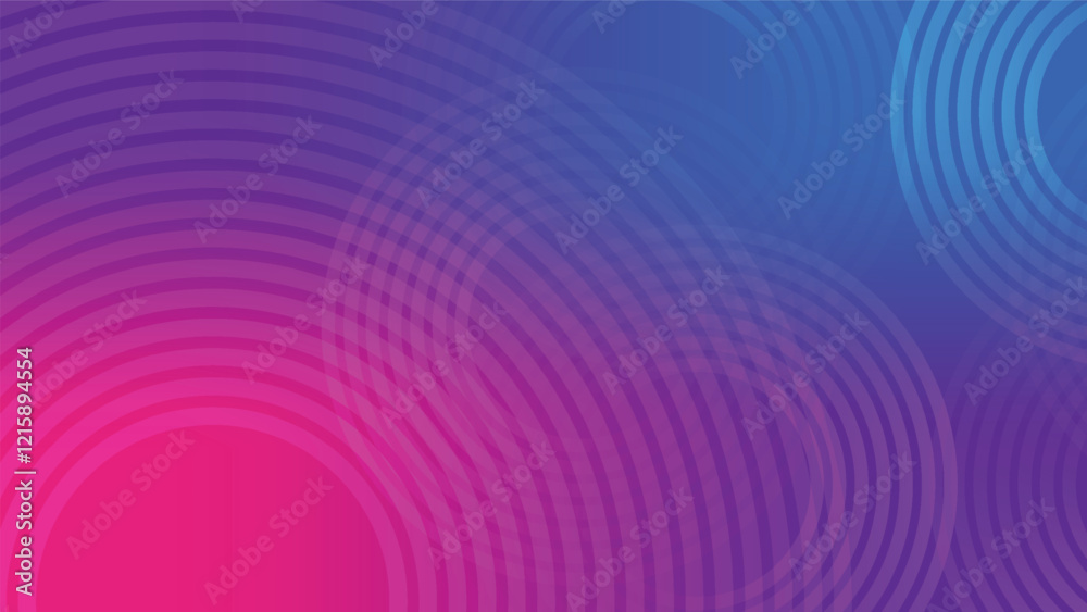 Wall mural abstract dynamic circular lines graphic pattern on pink and blue background