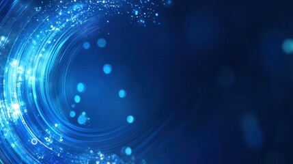 Obraz premium Abstract blue light circles, bokeh background, technology concept, website banner