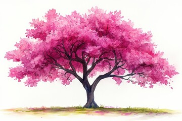 Fototapeta premium Vibrant Pink Flowering Tree with Beautiful Artistic Representation