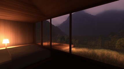 Serene Mountain View Bedroom Escape Peaceful Night