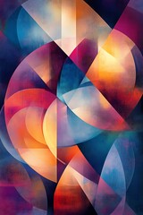 Obraz premium Striking Abstract Pattern of Geometric Shapes and Lines in Soft and Hot Colors on a Creative Background