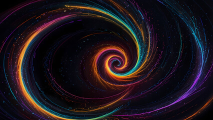 Obraz premium Neon Light Swirl: Abstract Vortex Illustration
