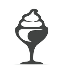 Ice cream in glass icon. Vanilla sundae sign. Vector stock illustration