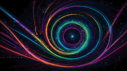 Obraz premium Neon Light Swirl: Abstract Vortex Illustration