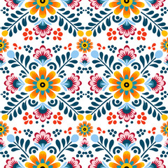 Flowers embroidery seamless pattern