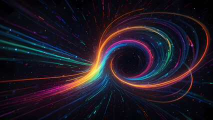 Obraz premium Neon Light Swirl: Abstract Vortex Illustration