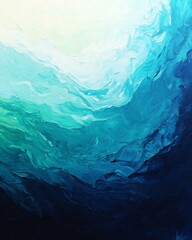 Obraz premium Abstract ocean art with swirling blue and turquoise gradients, mimicking water currents