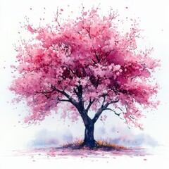 Fototapeta premium Vibrant Pink Blossom Tree in Full Bloom against a Soft Background