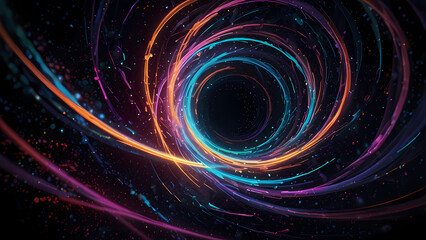 Obraz premium Neon Light Swirl: Abstract Vortex Illustration