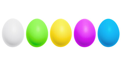 Colorful eggs isolated on white background.