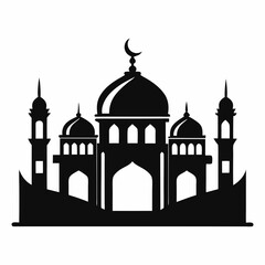 Minimalist Mosque Silhouette on White