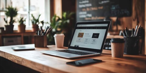 Laptop and tablet showing synchronized mockups of a modern e-commerce website on a clean desk setup