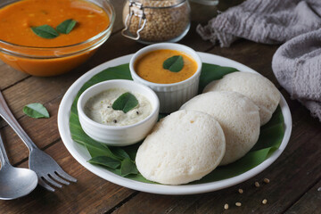 Soft and Fluffy South Indian Idli Steamed Rice Cakes on a Plate