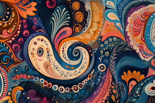 Pasley Magical Traditional Paisleys Seamless Pattern for wallpaper design or fabric textile printing
