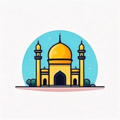Simple mosque icon logo illustration flat art design on isolated white 